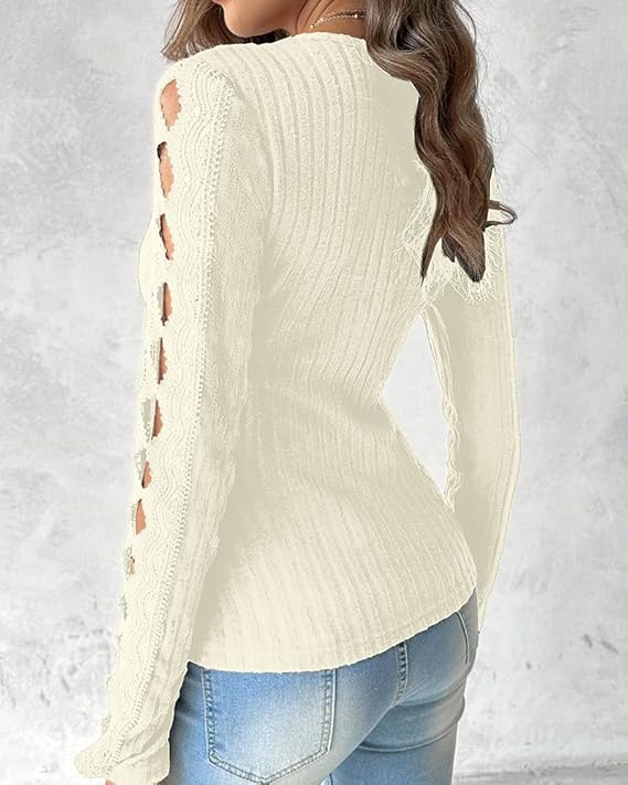 Luxe Sculpt Cross Neck Lace Blouse